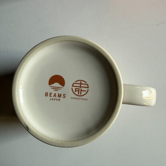 BEAMS Japan x Chugai Toen Maneki Neko Mug - Orange Lucky Cat - Picture 5 of 6